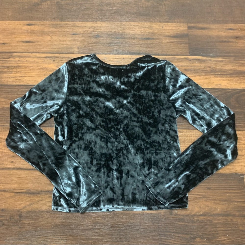 Hollister Women’s Sz M Gray Velvet-Feel Polyester Elastane Long Sleeve Crop Top - Picture 8 of 9